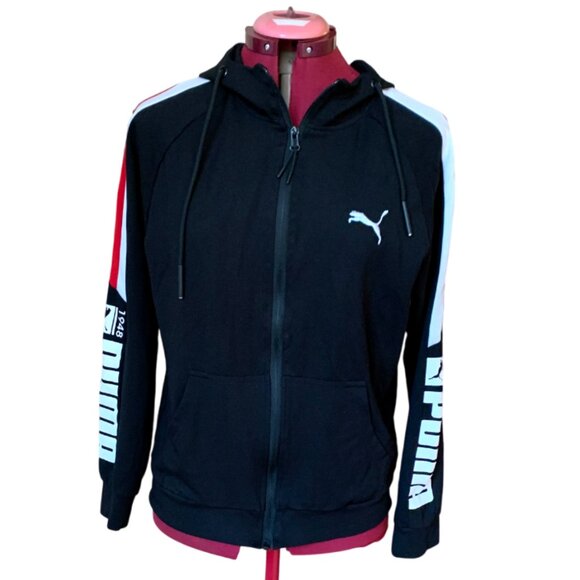 PUMA - Training full-zip track Jacket - Black, White and Red Stripes - Boys XL - Picture 1 of 15